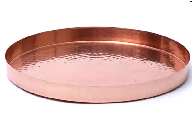 Tráidire Maisiúil Miotail Copair 29cm Dromchla Uigeacht
